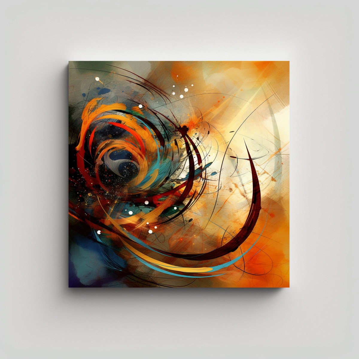 CUADRO TONOS ABSTRACTOS MULTICOLOR, ARTE DE ALTA 80X80 CM - 1