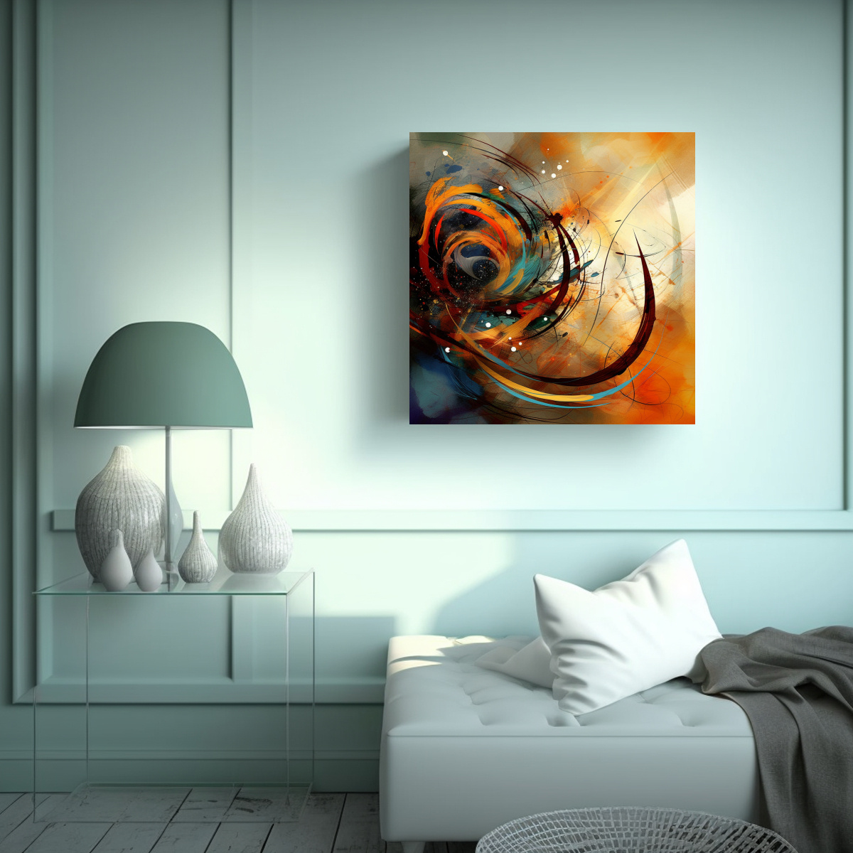 CUADRO TONOS ABSTRACTOS MULTICOLOR, ARTE DE ALTA 80X80 CM - 2