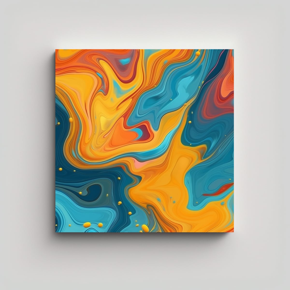 PINTURA DECORATIVA ABSTRACTA MULTICOLOR FLUIDA 70X70 CM - 1