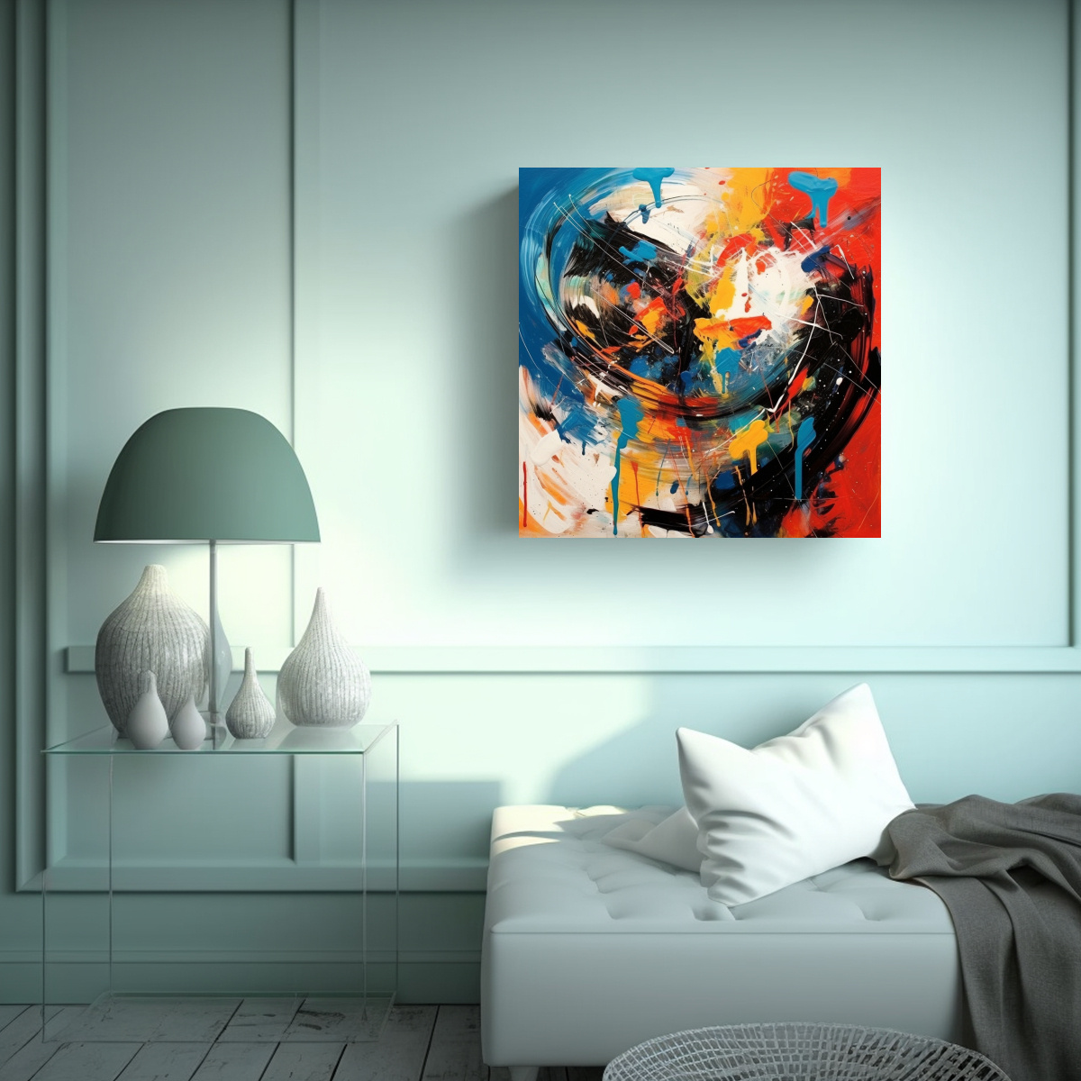 PINTURAS DECORATIVAS ESTILO GALERÍA ABSTRACTAS Y 100X100 CM - 2