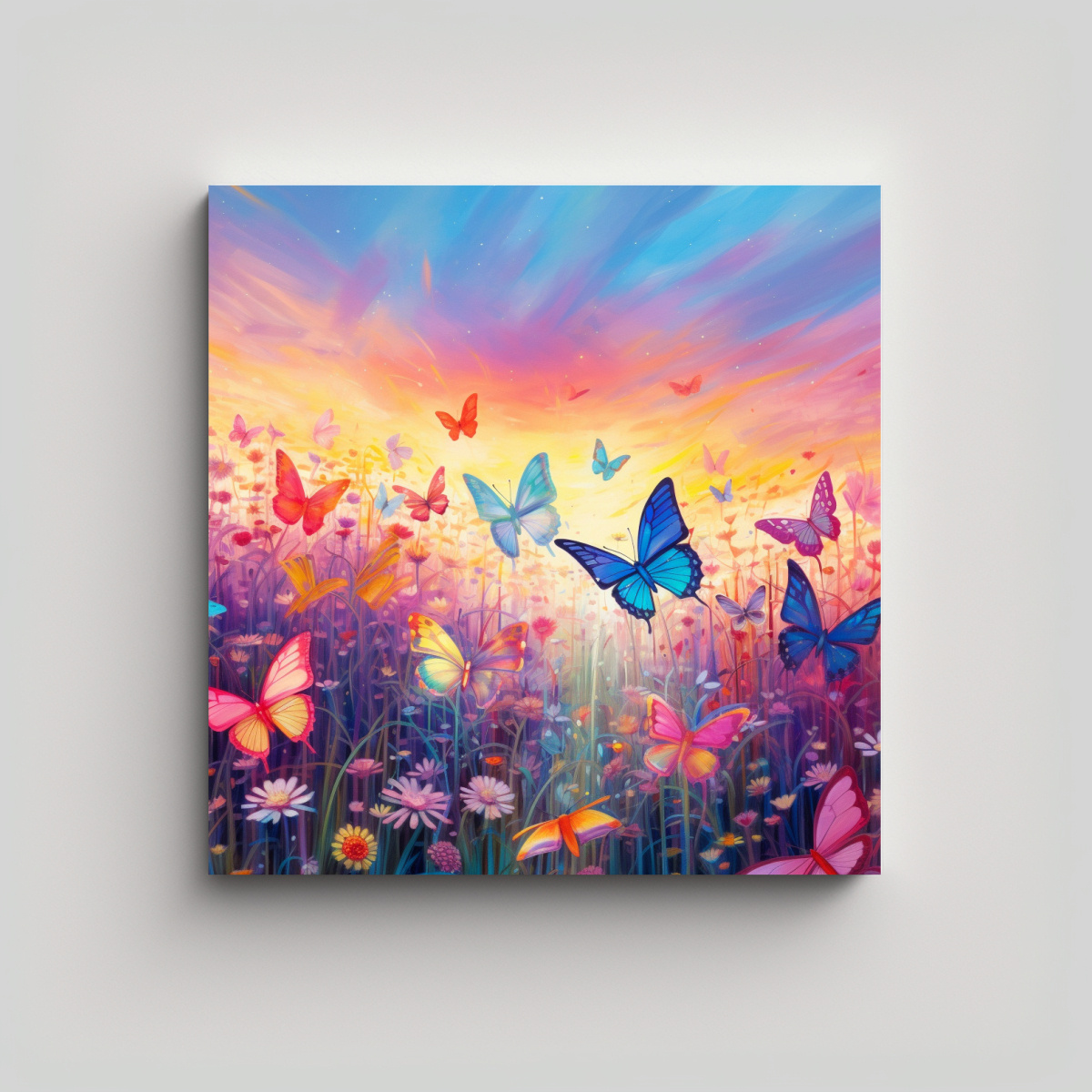 CUADRO IMPRESIONANTE DE MARIPOSAS EN ROSA EN UN 40X40 CM - 1