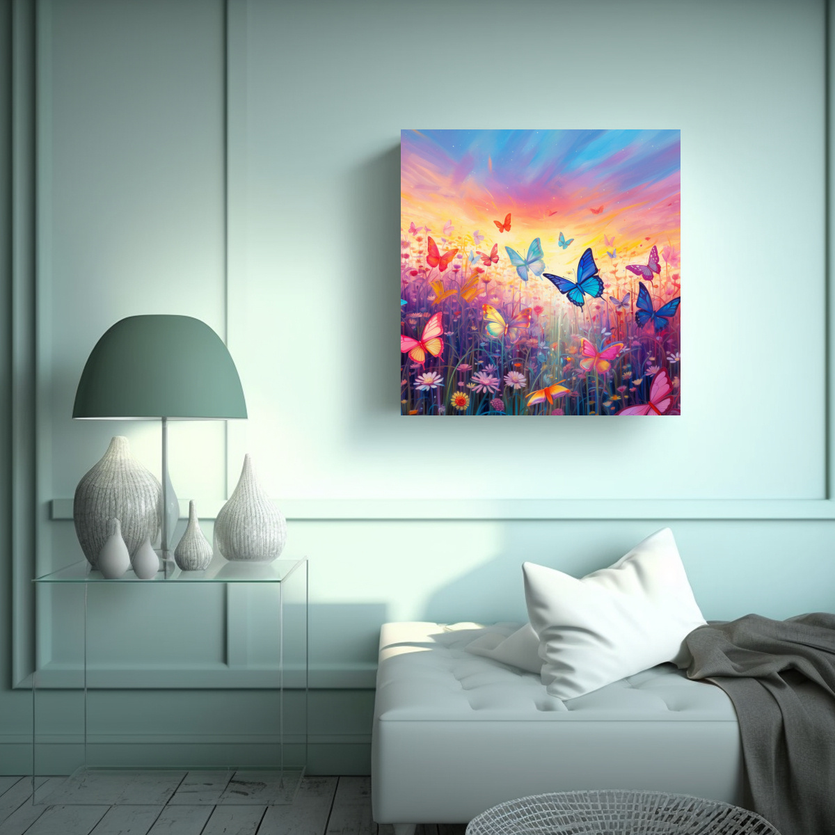 CUADRO IMPRESIONANTE DE MARIPOSAS EN ROSA EN UN 40X40 CM - 2