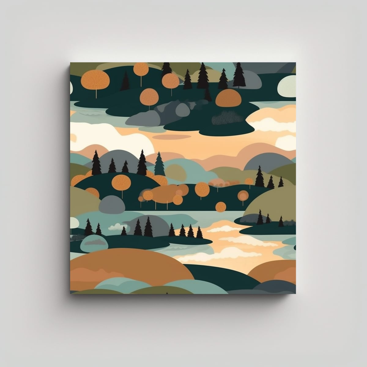 PAISAJE SUECO MINIMALISTA EN LIENZO: COLORES 60X60 CM - 1