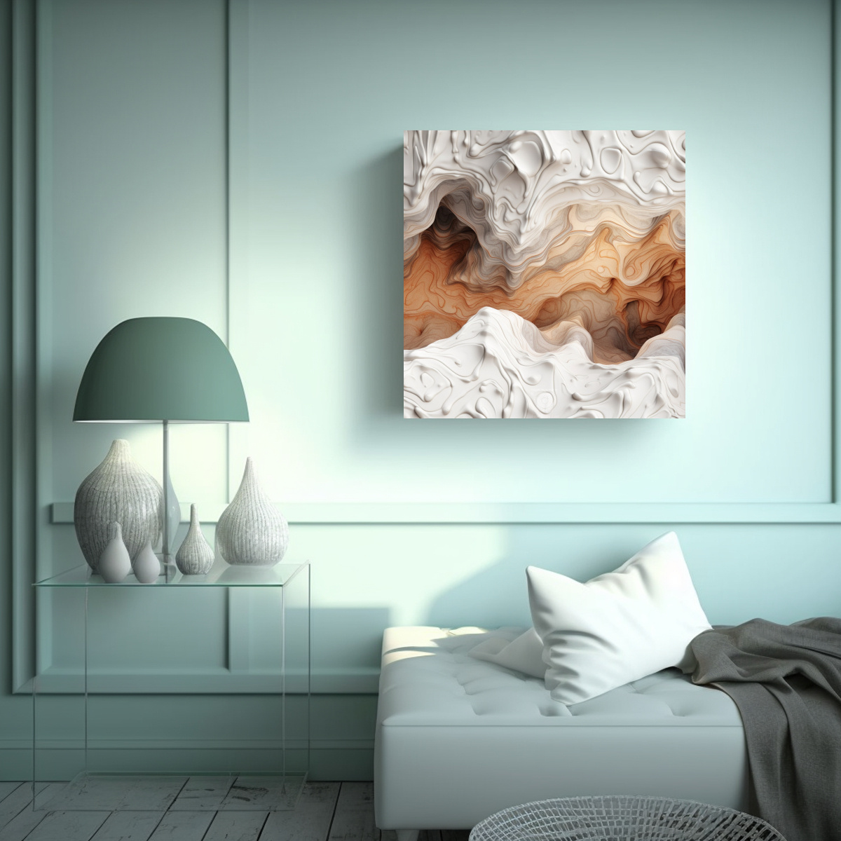 PINTURA DECORATIVA DE TEXTURA DE MAGMA BLANCO 90X90 CM - 2