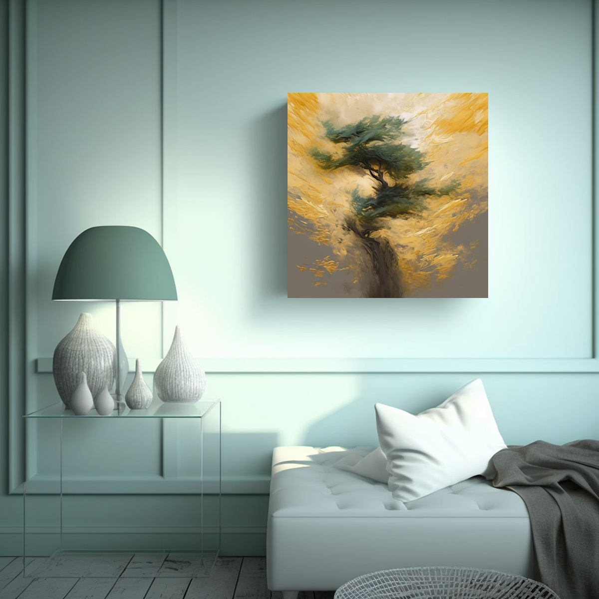 PINTURA DECORATIVA LIENZO ABSTRACCIÓN SALÓN 60X60 CM - 2