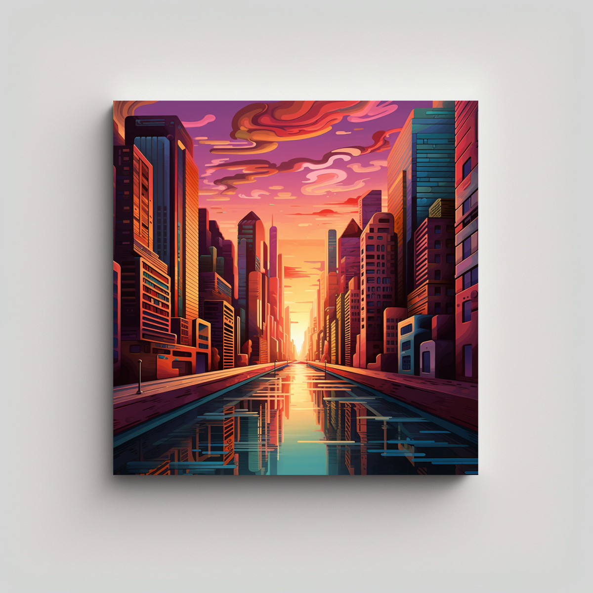 PINTURAS DECORATIVAS DE LA CIUDAD MODERNA CON 90X90 CM - 1