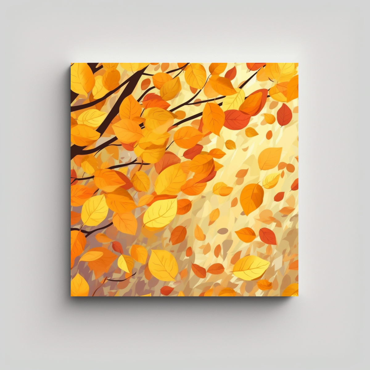 CUADRO DECORATIVO LIENZO IMAGEN ARTESANAL HOJAS 40X40 CM - 1