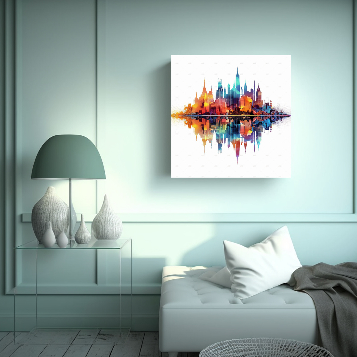 PINTURAS DECORATIVAS DE LA CIUDAD COLORIDA CALMA 70X70 CM - 2