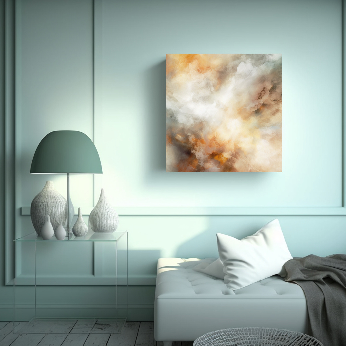 CUADRO DECORATIVO ABSTRACTO CON FONDO NEBULOSO EN 80X80 CM - 2