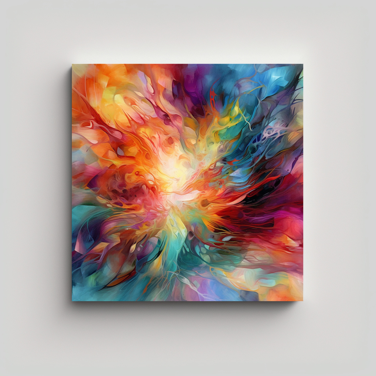 CUADRO ABSTRACTO DE PARED COLORIDO Y SIMÉTRICO 80X80 CM - 1