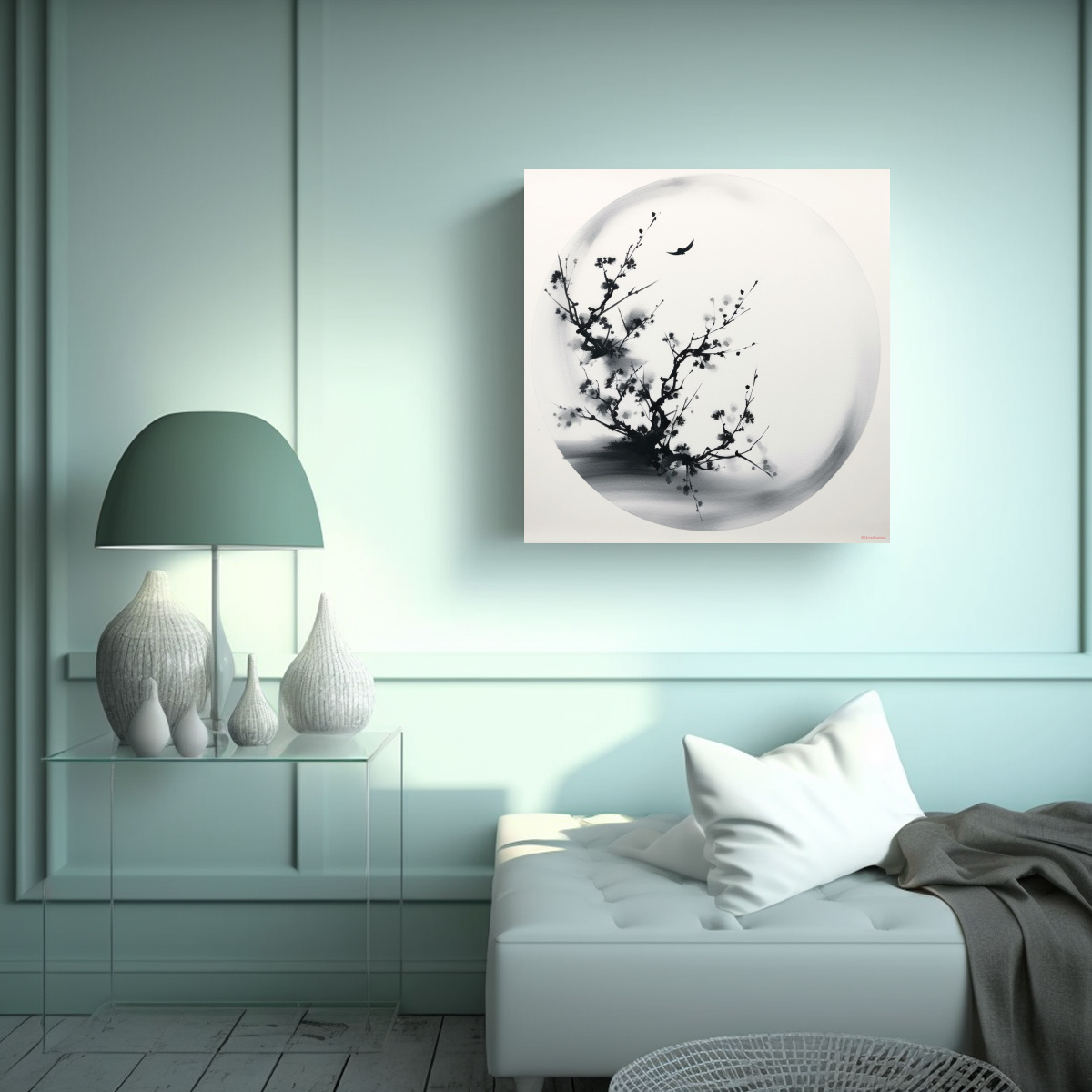 PINTURA CUADRADA DE ARTE CALMA MINIMALISTA CON 60X60 CM - 2
