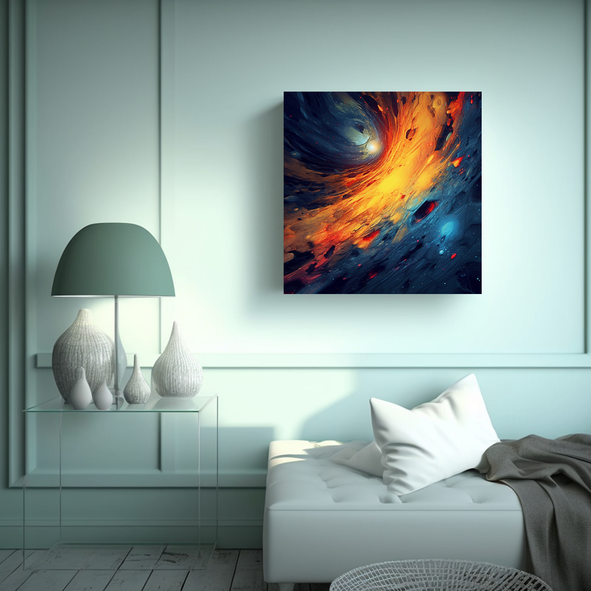 PINTURA ABSTRACTA INSPIRACIÓN OUTER SPACE PARA 90X90 CM - 2