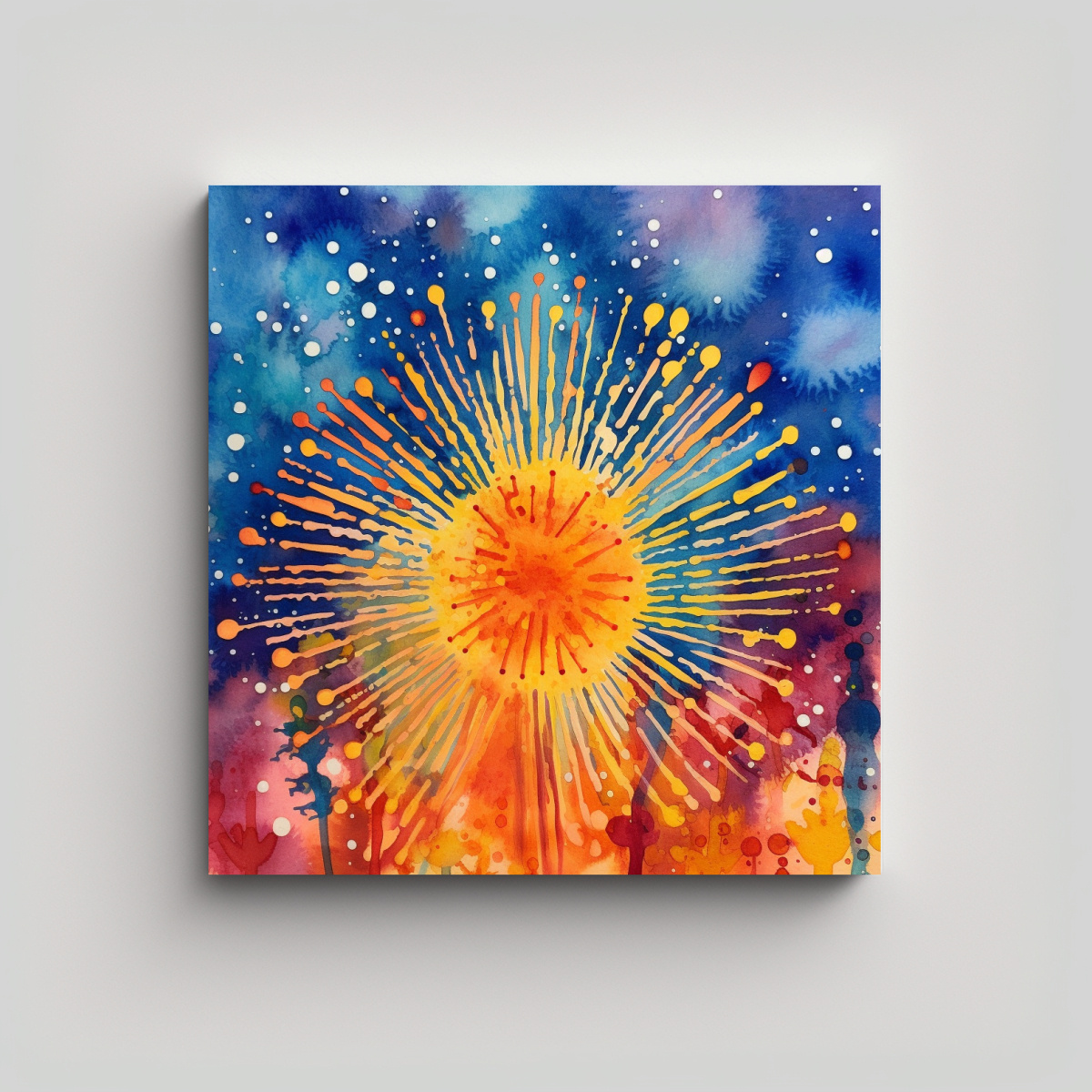 ARTE ACUARELA DE FUEGOS ARTIFICIALES EN EL 4 DE 30X30 CM - 1