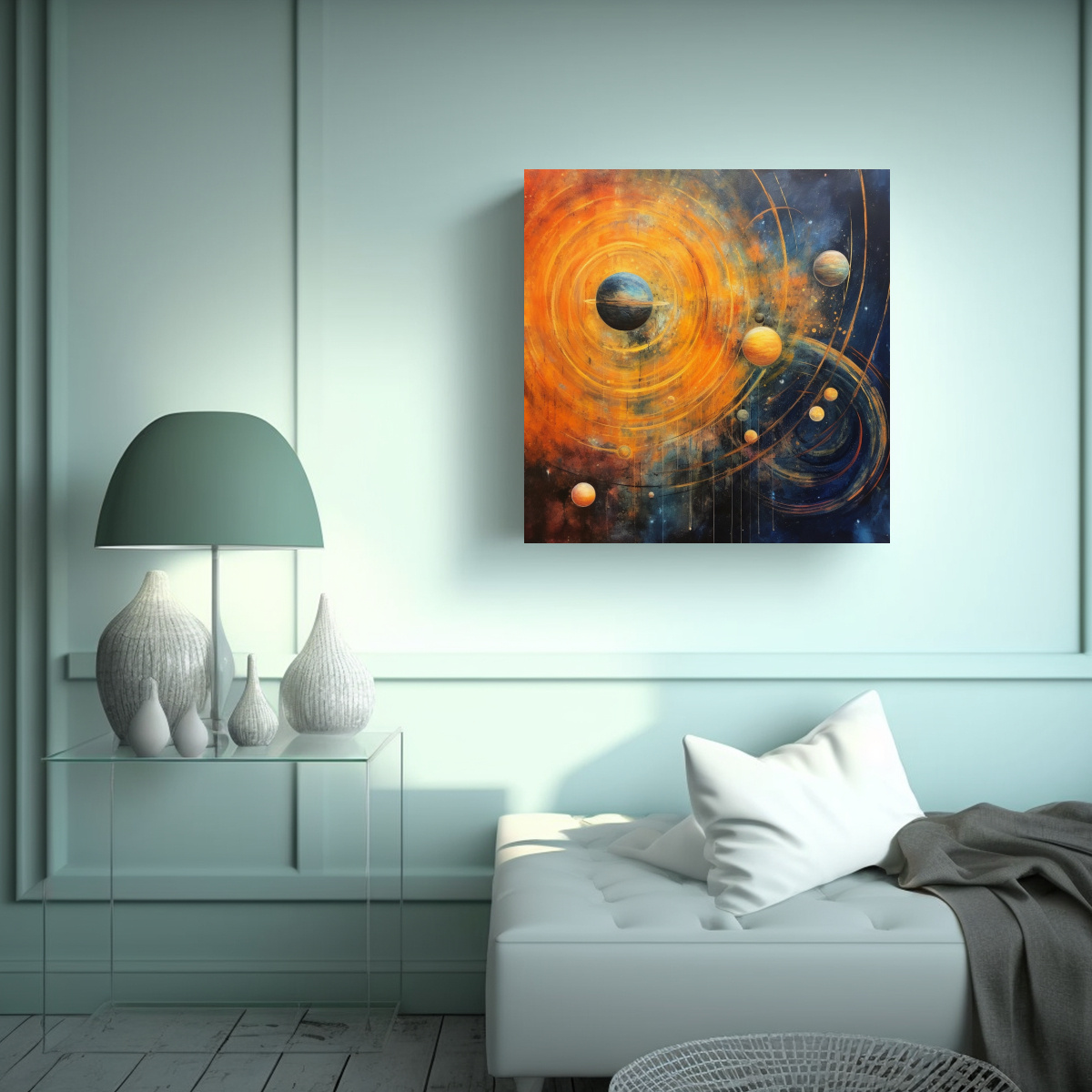 PINTURA ABSTRACTA DEL SISTEMA SOLAR PARA 70X70 CM - 2