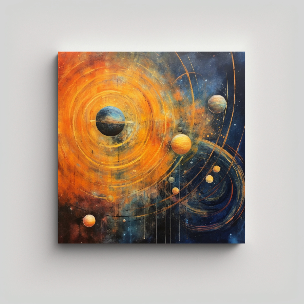 PINTURA ABSTRACTA DEL SISTEMA SOLAR PARA 20X20 CM - 1