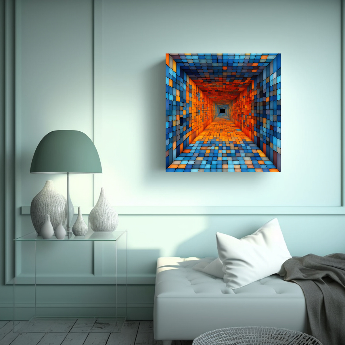 CUADRO DECORATIVO MODERNO DE PODER CON CUADRADOS 80X80 CM - 2