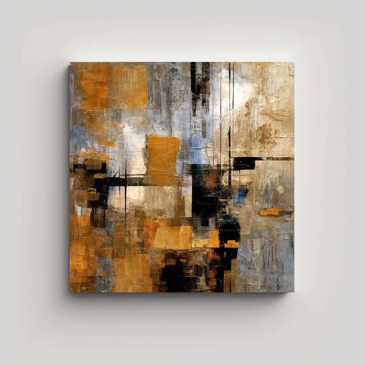 PINTURA ABSTRACTA EN TELA PERSPECTIVA GRISES, 50X50 CM - 1
