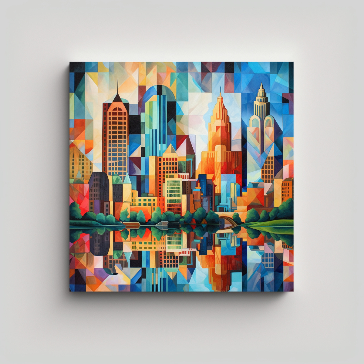 CUADRO TEMA DURADERO DEL SKYLINE DE COLUMBUS OHIO 100X100 CM - 1