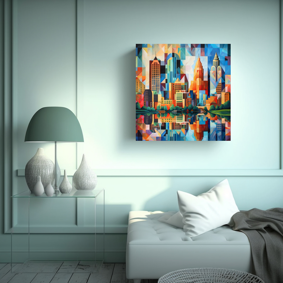 CUADRO TEMA DURADERO DEL SKYLINE DE COLUMBUS OHIO 100X100 CM - 2