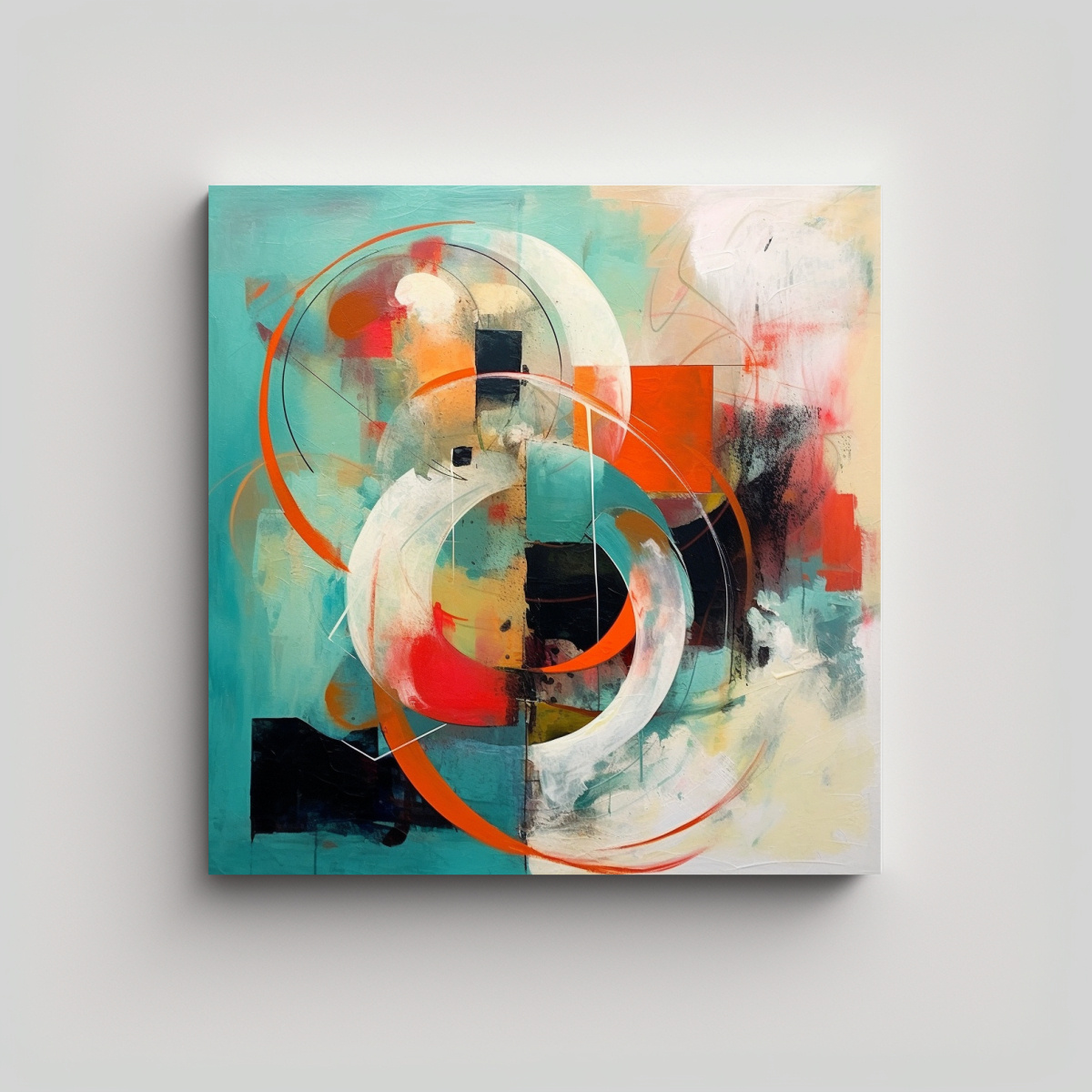 PINTURA ABSTRACTA ESTILO SARAH STOCKSTILL REFLEJO 90X90 CM - 1