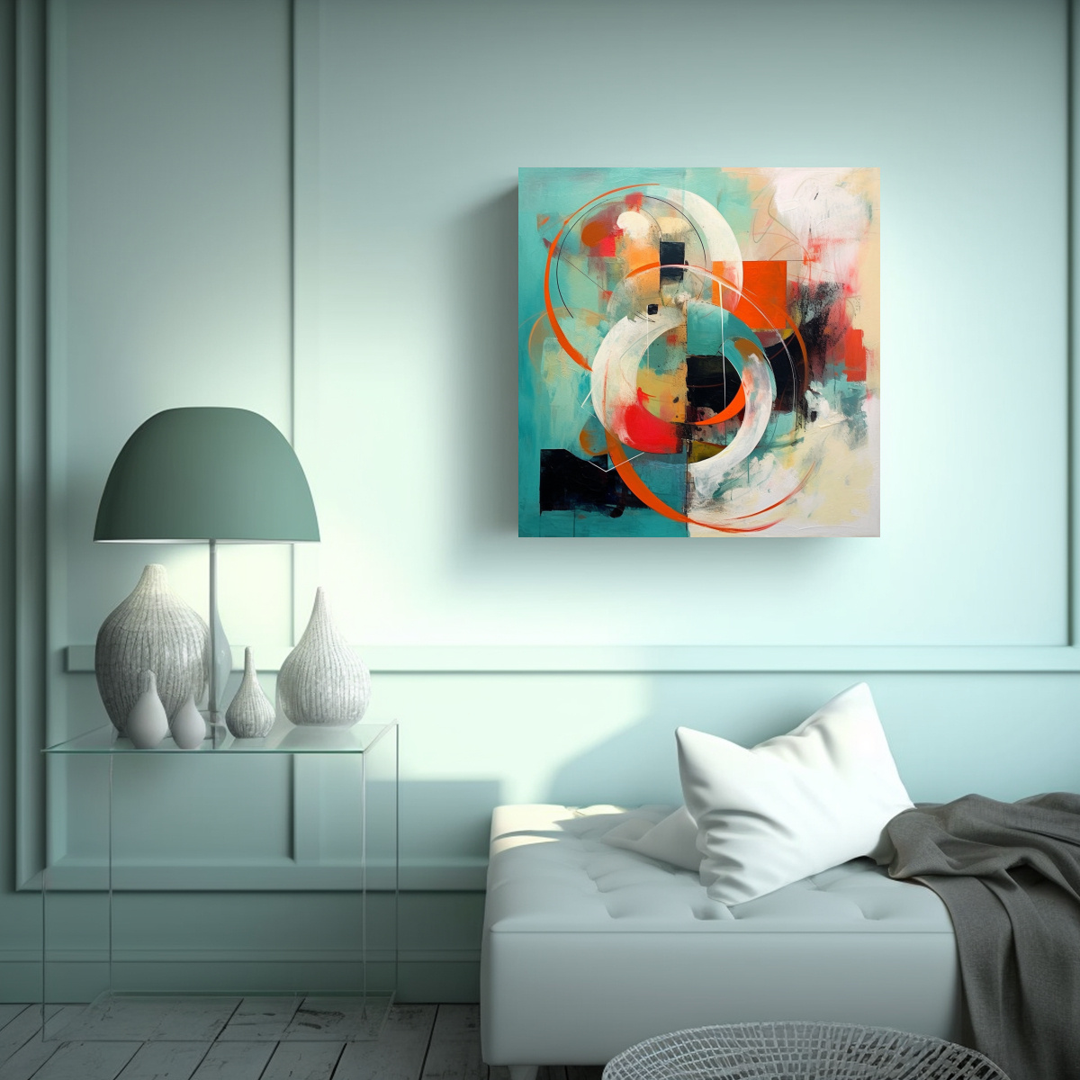 PINTURA ABSTRACTA ESTILO SARAH STOCKSTILL REFLEJO 90X90 CM - 2
