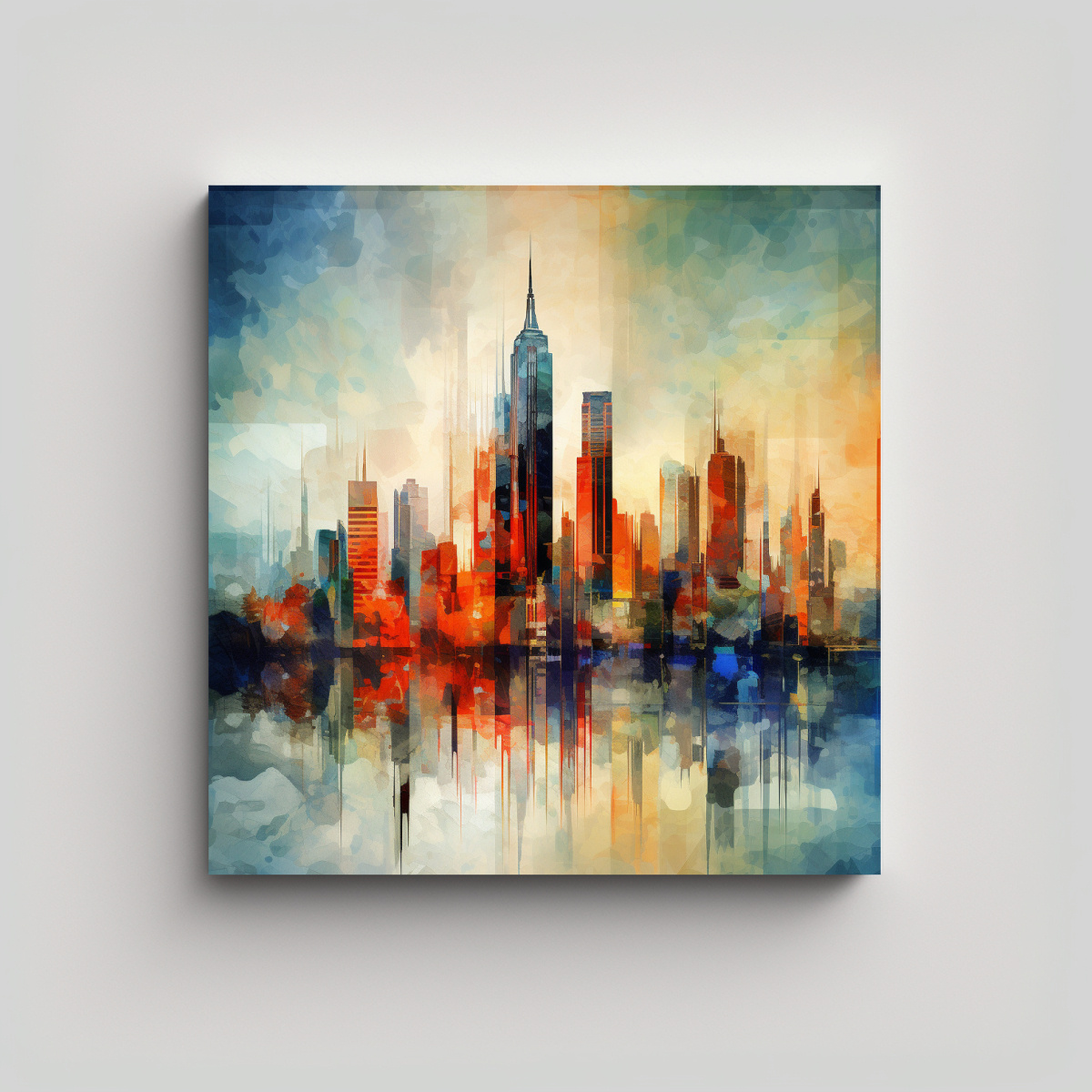 CUADRO ABSTRACTO FLORAL LA CIUDAD DE NUEVA YORK 100X100 CM - 1