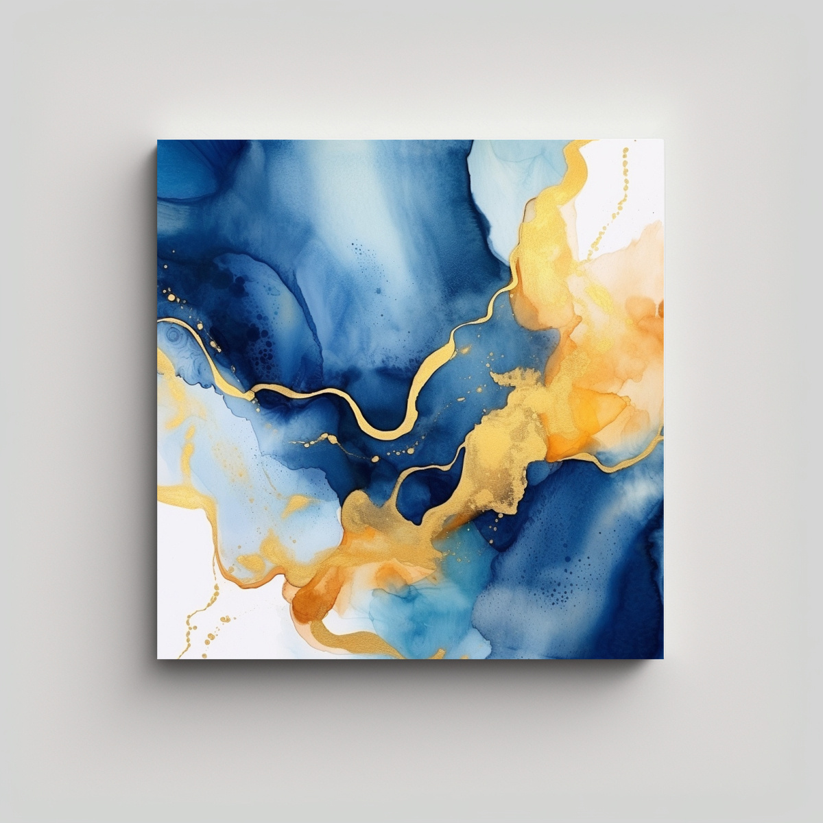 PINTURAS DECORATIVAS ABSTRACTAS DE ACUARELA BLUE 90X90 CM - 1
