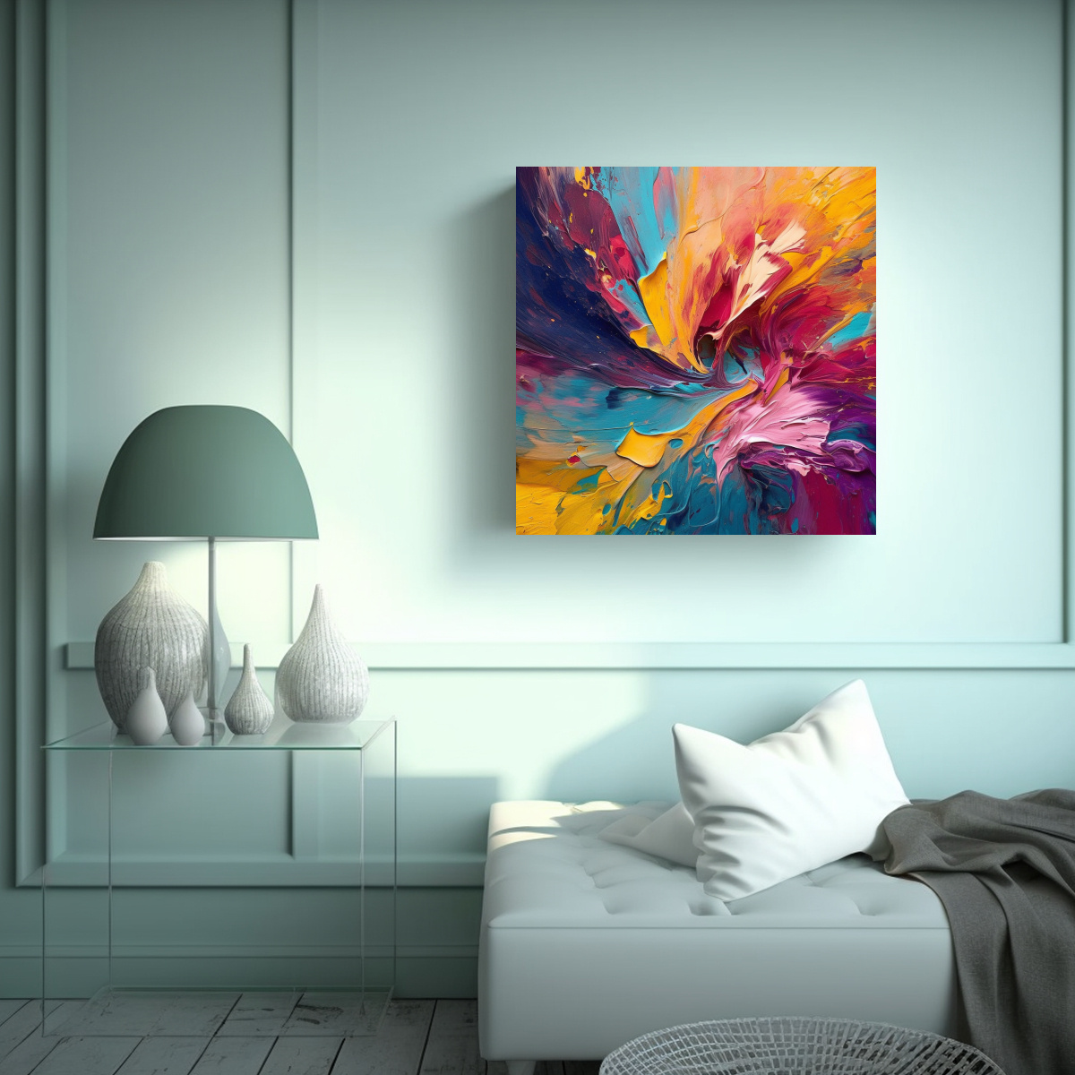 CUADRO DE DISEÑO ABSTRACTO DINÁMICO DEJA VOLAR 50X50 CM - 2