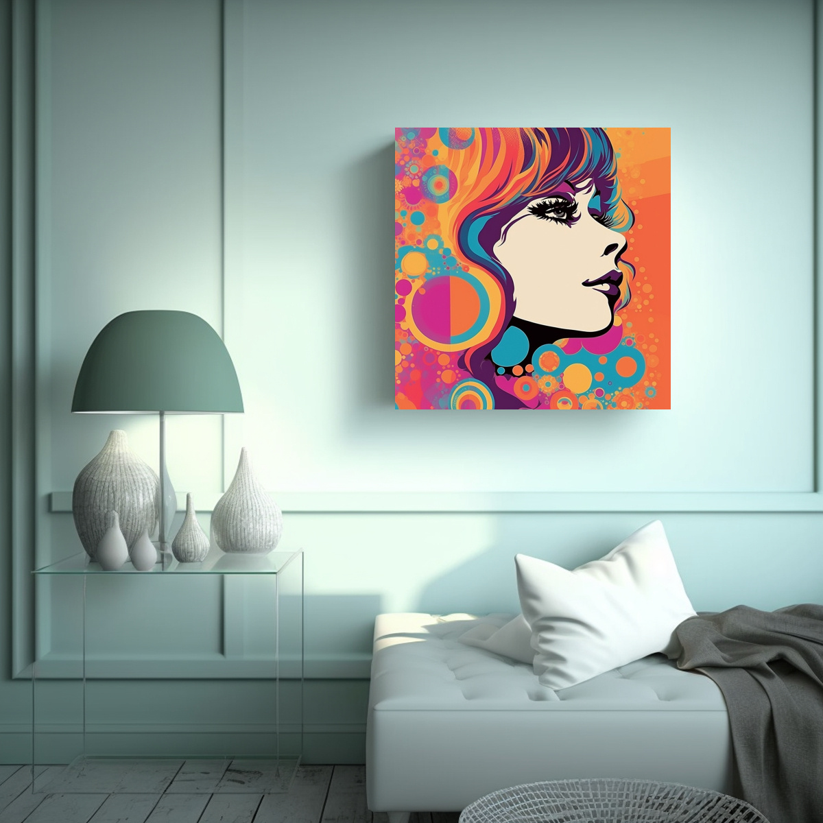 CUADRO CALIDO ELEGANTE ESTILO RETRO EN LIENZO 100X100 CM - 2