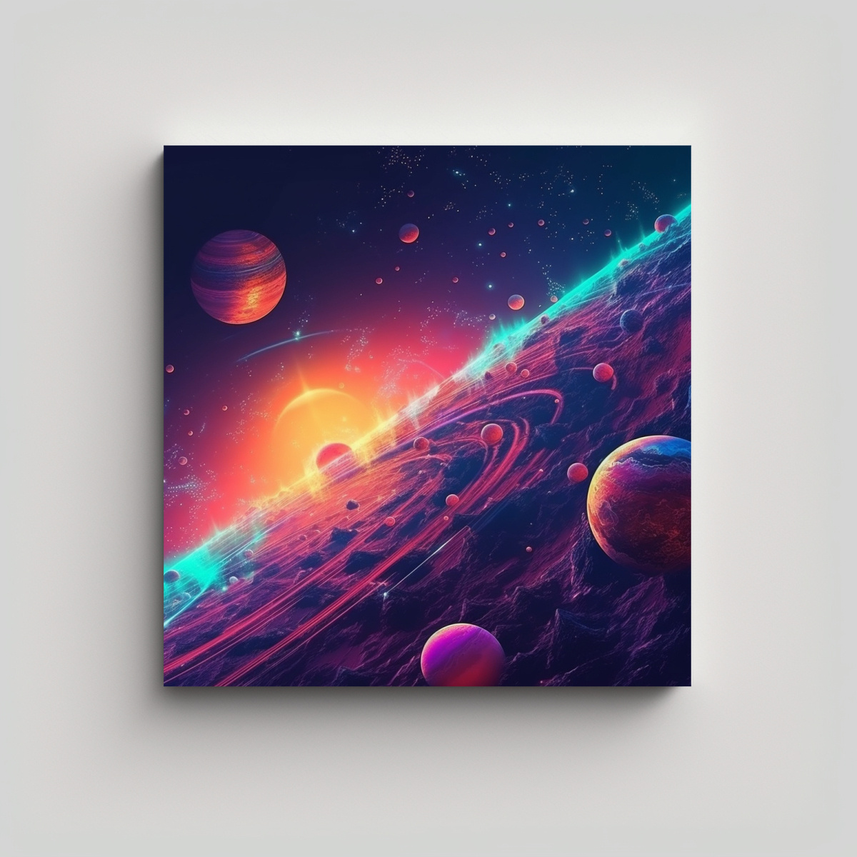 CUADRO DE ARTE ESPACIAL COLORIDO Y 60X60 CM - 1