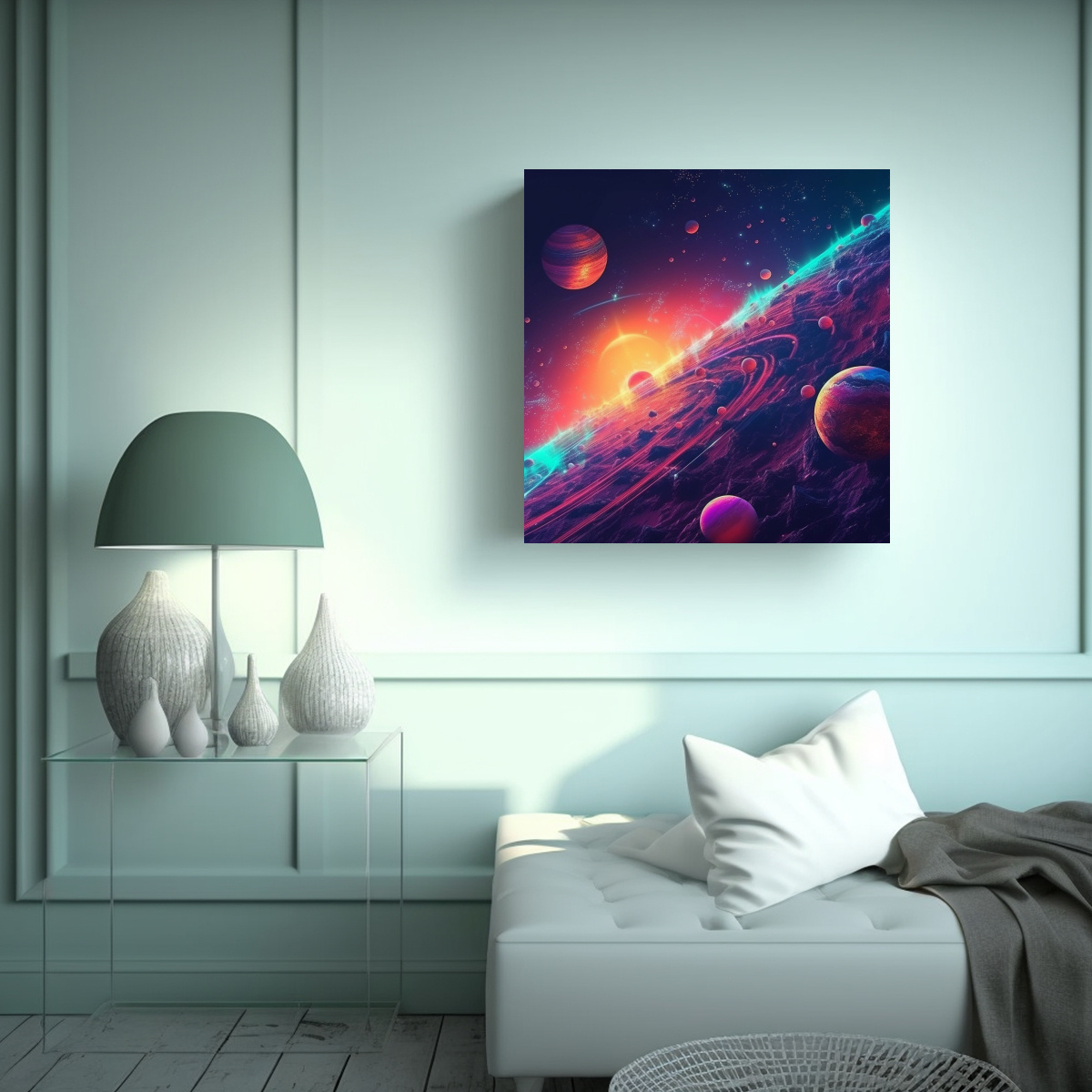 CUADRO DE ARTE ESPACIAL COLORIDO Y 60X60 CM - 2
