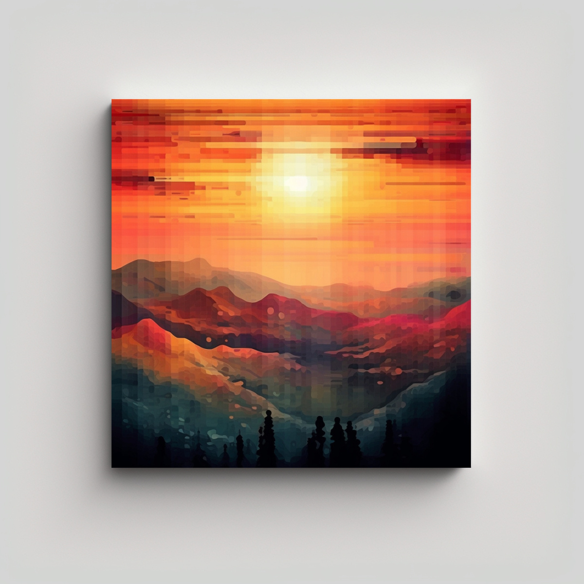 CUADRO JUVENIL: FINAS LÍNEAS EN PAISAJE OSCURO Y 80X80 CM - 1