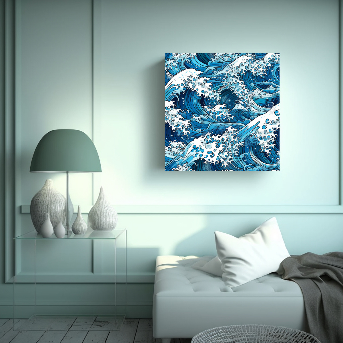 PINTURA DECORATIVA DE HERMOSAS OLAS DEL OCÉANO 40X40 CM - 2