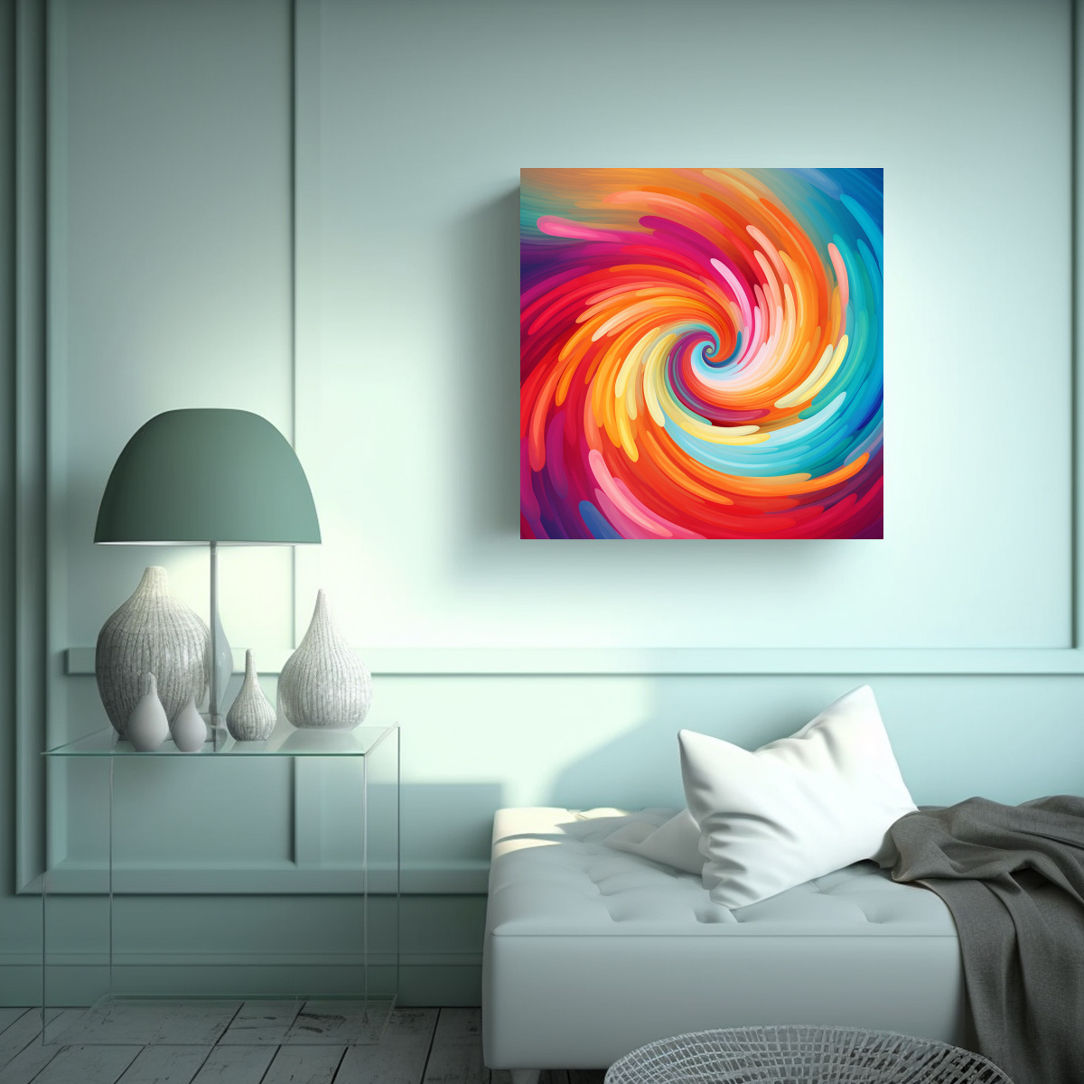 PINTURA DECORATIVA CON FONDO DE REMOLINO DE 20X20 CM - 2