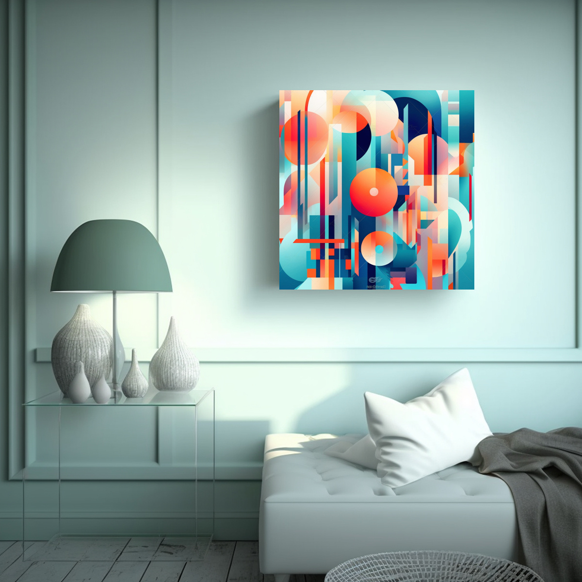 CUADRO ABSTRACTO SURREALISTA EN LIENZO ESTILO 40X40 CM - 2