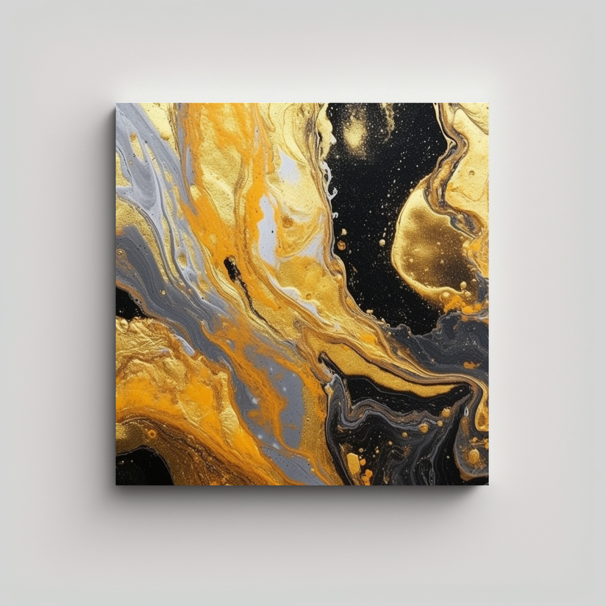 PINTURA DECORATIVA EN COLOR DORADO MÁRMOL 40X40 CM - 1