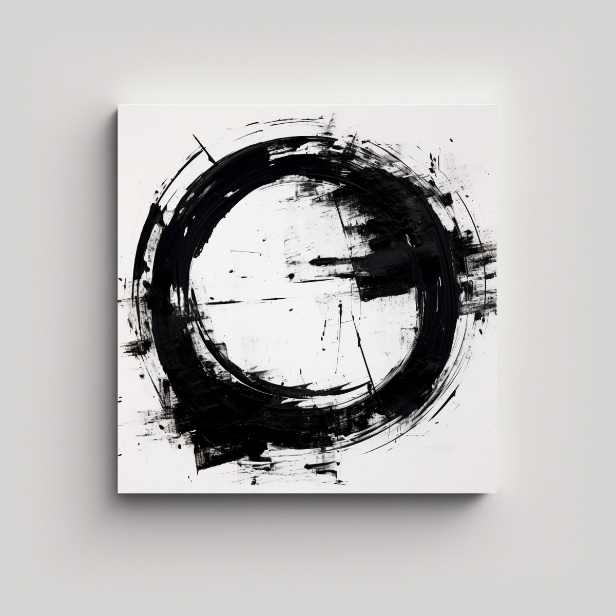 PINTURA ACRÍLICA EN BLANCO Y NEGRO CON CÍRCULOS 70X70 CM - 1