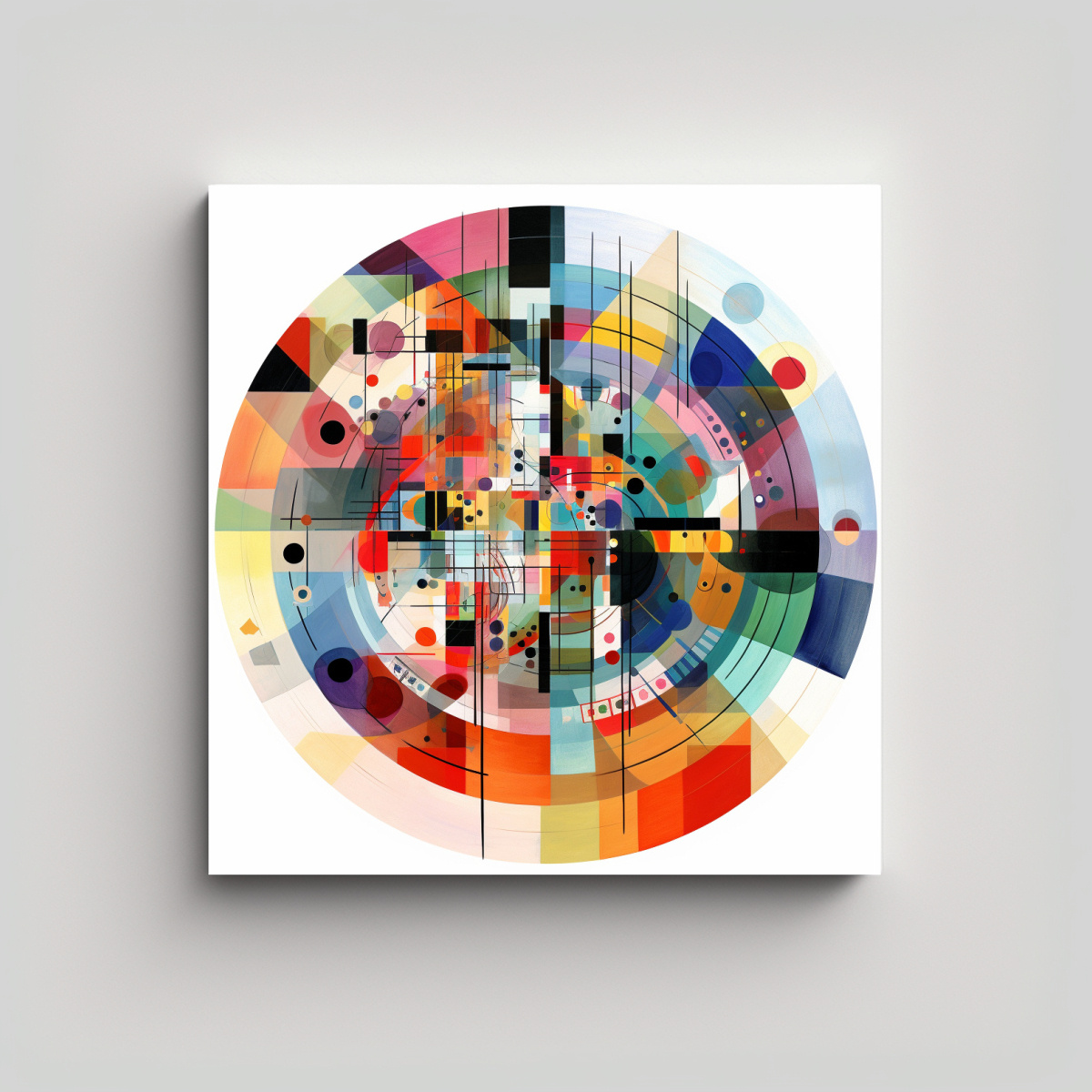 PINTURA ABSTRACTA TEMÁTICA COLORIDA EN CÍRCULO 50X50 CM - 1