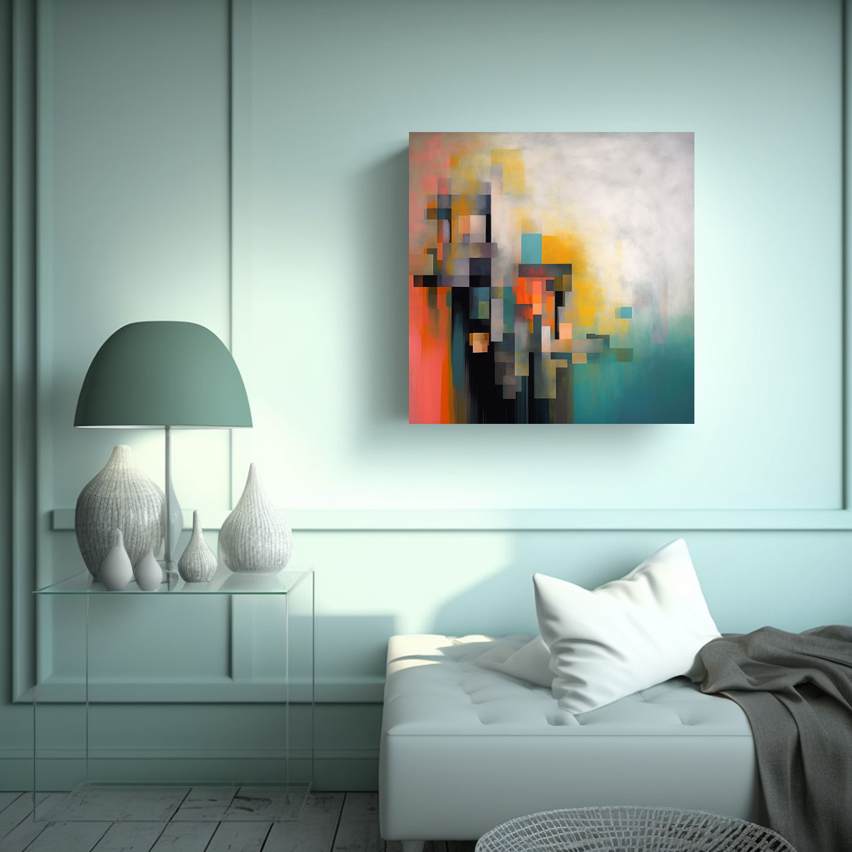 CUADRO MODERNO ABSTRACTO PARA DECORACIÓN, 70X70 CM - 2