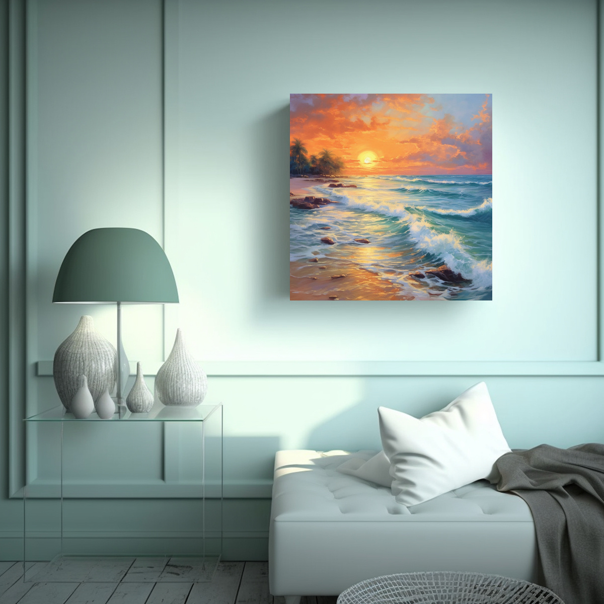 PAISAJE COSTERO CON BALLENA EN LIENZO FOTOGRÁFICO 40X40 CM - 2