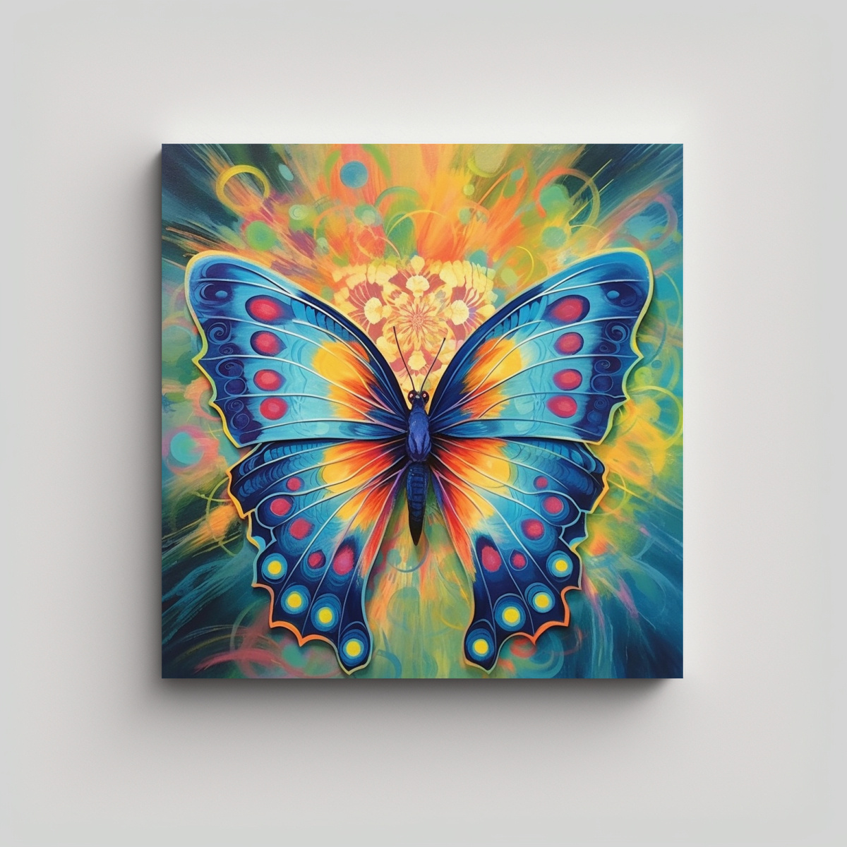 PINTURA DECORATIVA DE MARIPOSA COLORIDA ESTILO 100X100 CM - 1