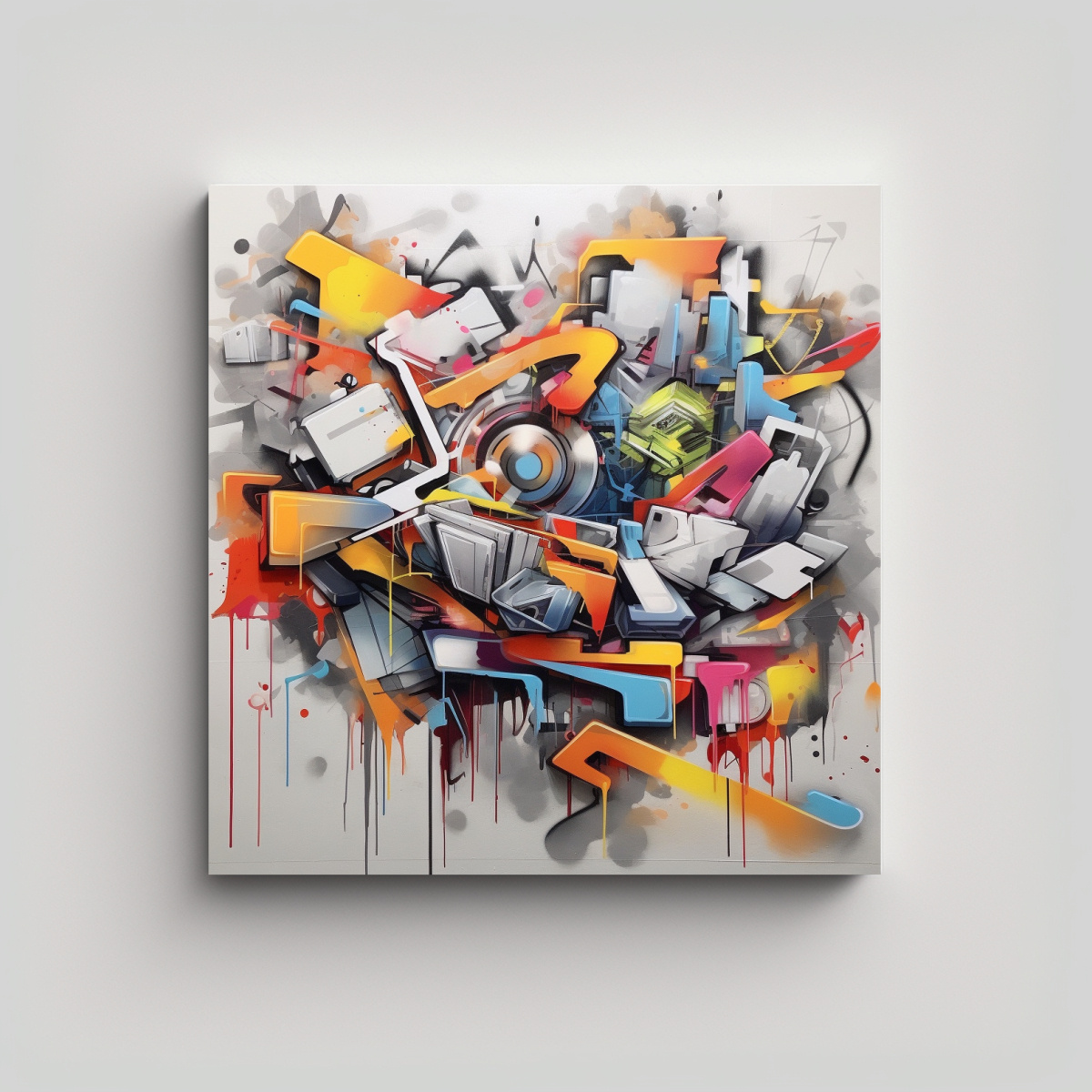 CUADRO WYLDSTYLE GRAFFITI ABSTRACTO CON ARMONÍA 70X70 CM - 1