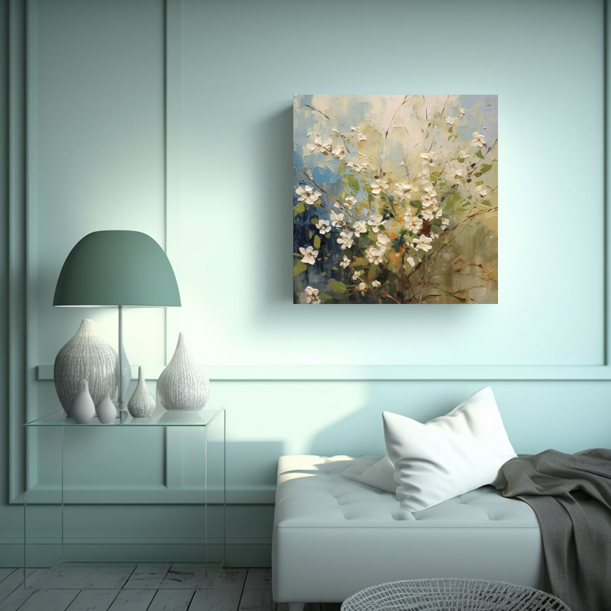 CUADRO DECORATIVO ALEGRE CON FLOR DE SAUCO PARA 60X60 CM - 2