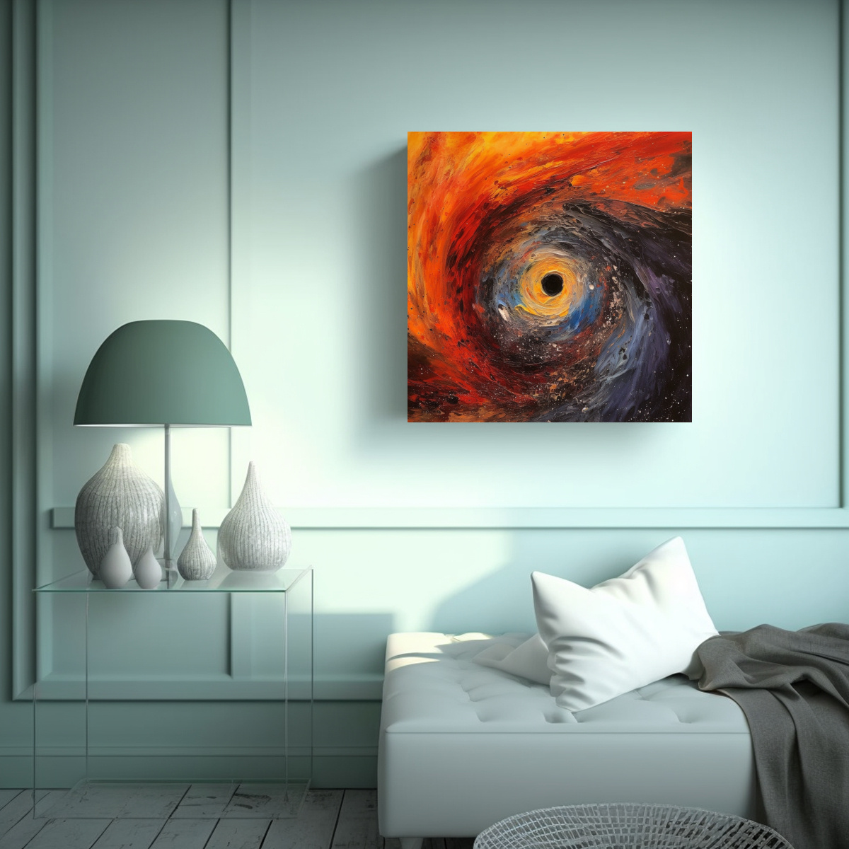 CUADRO ABSTRACCIÓN VIDA DK SOL MURIENDO NEBULOSA 90X90 CM - 2