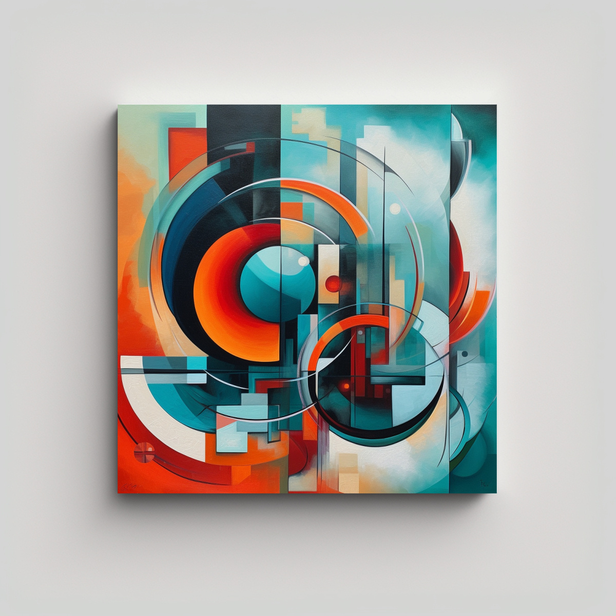 PINTURA ABSTRACTA EN RELIEVE CUADRO TONOS RELIEVE 50X50 CM - 1