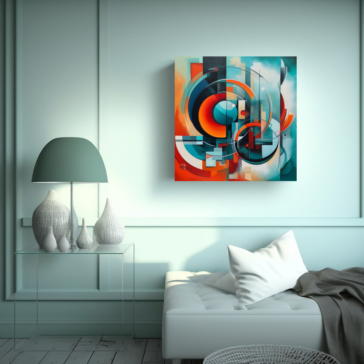 PINTURA ABSTRACTA EN RELIEVE CUADRO TONOS RELIEVE 50X50 CM - 2