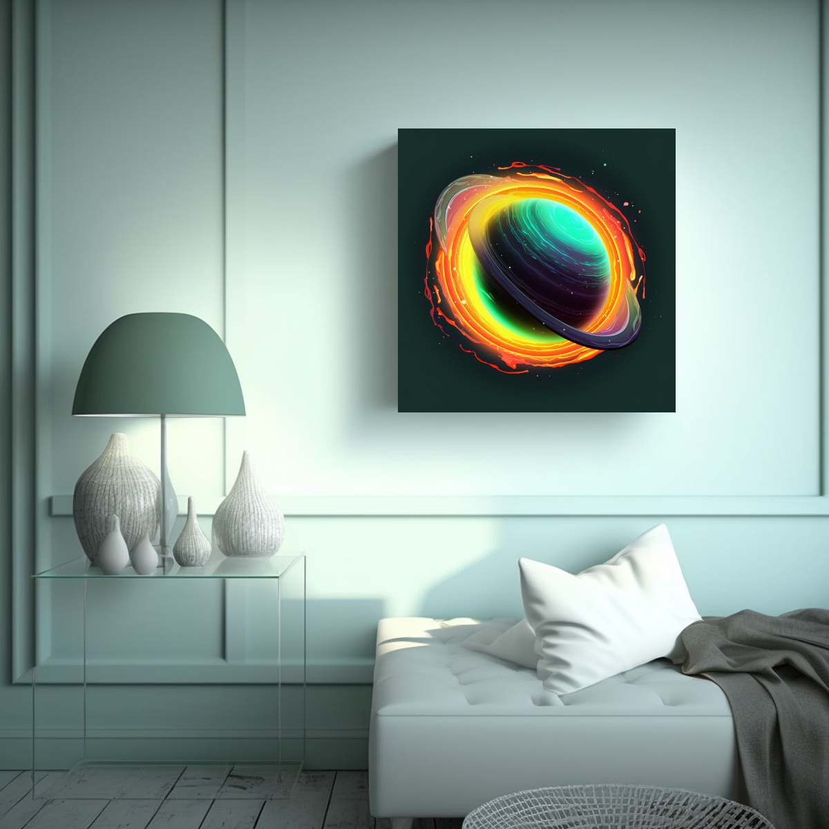 CUADRO EXUBERANTE DE TELA EN BASTIDOR TEMA BLACK 50X50 CM - 2