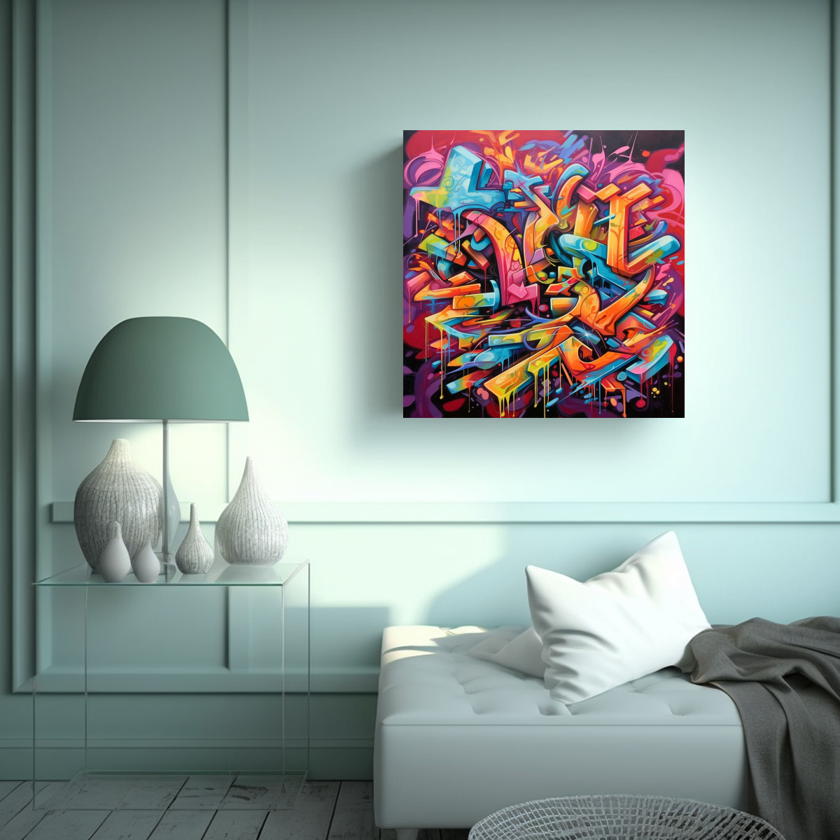 1 CUADRO CUADRO ÉPOCA EJEMPLOS DE ARTE GRAFFITI 70X70 CM - 2