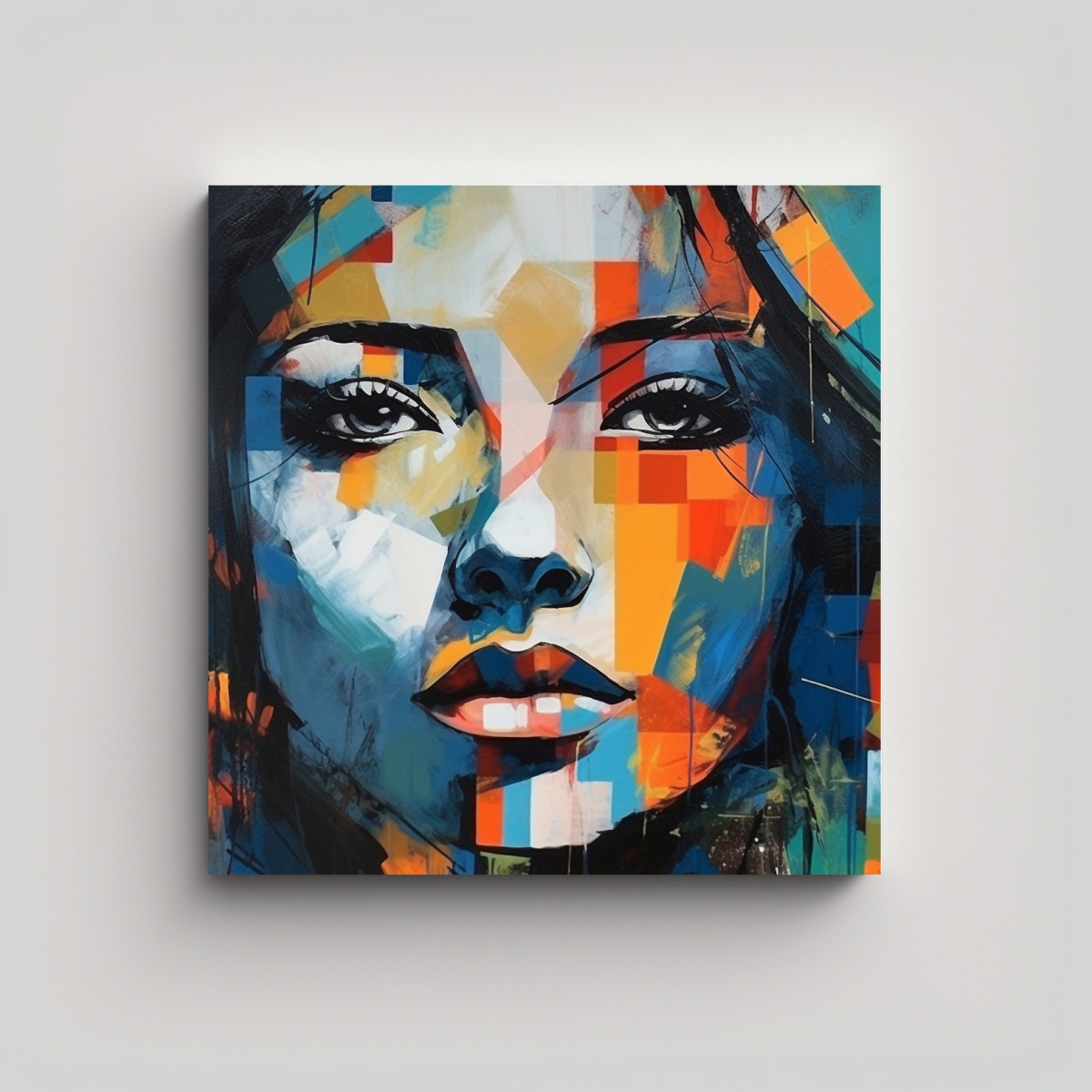 CUADRO VINTAGE DE RETRATO ABSTRACTO IMPRESIONANTE 50X50 CM - 1
