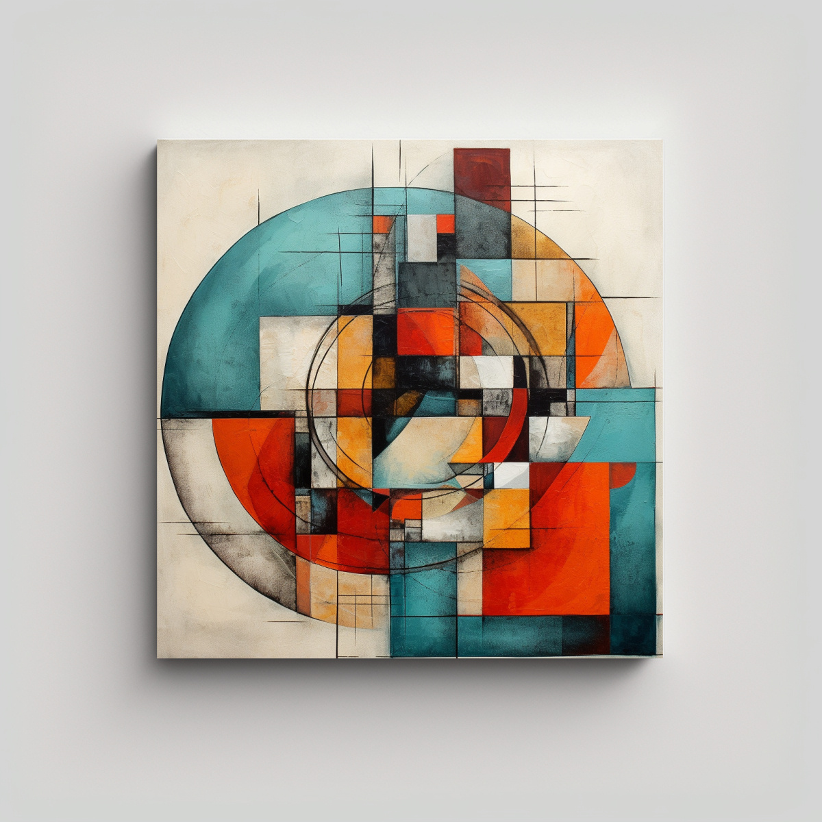 PINTURA DECORATIVA ABSTRACTA GEOMÉTRICA 50X50 CM - 1
